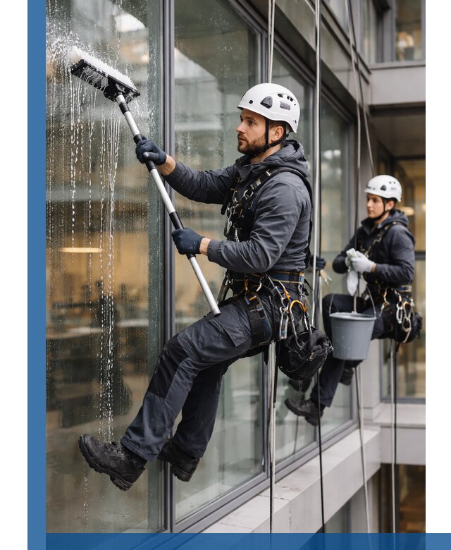 Профессиональная мойка витражей промышленными альпинистами в Валуйках