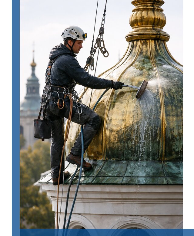 Профессиональная мойка куполов и шпилей высотными альпинистами в Валуйках