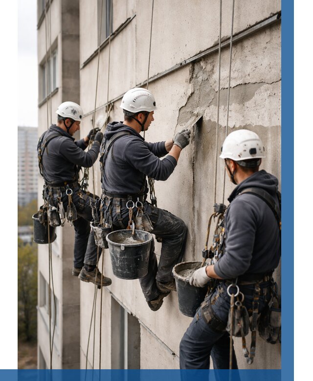 Ремонт бетонных элементов фасада в Валуйках от 2661 р. | ВЫСОТНИК-Вли