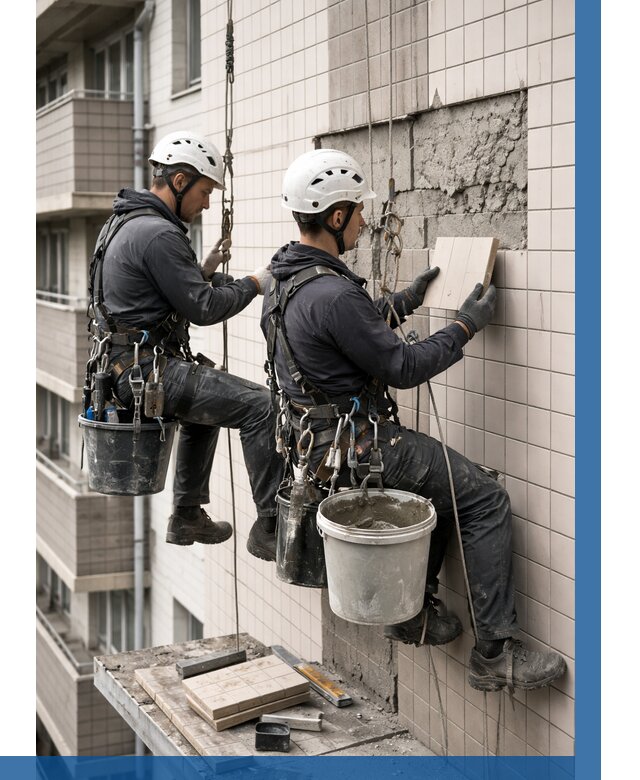 Ремонт облицовки фасада плиткой в Валуйках от 1916 р. | ВЫСОТНИК-Вли