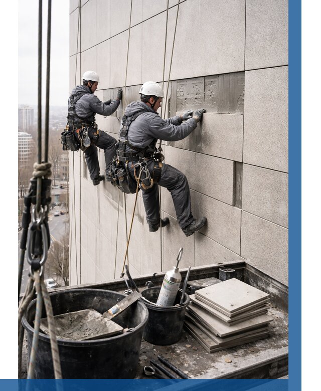 Ремонт фасада из керамогранита в Валуйках от 2661 р. | ВЫСОТНИК-Вли