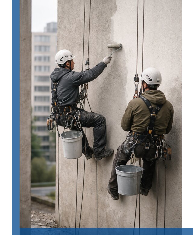 Покраска фасадов высотными альпинистами в Валуйках с гарантией