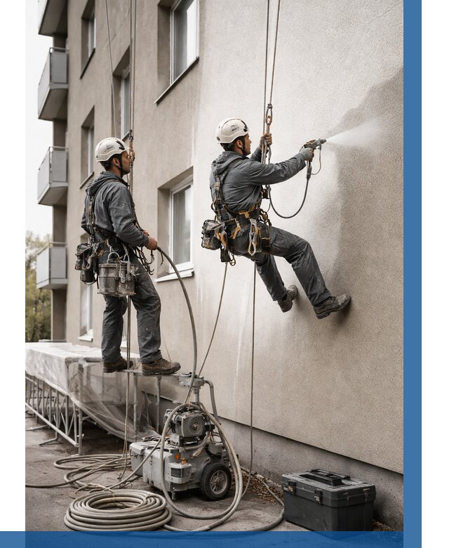 Безвоздушная покраска фасада в Валуйках от 234 р/м² | ВЫСОТНИК-Вли