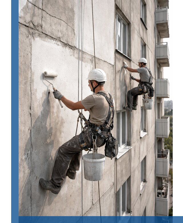 Покраска бетонного фасада в Валуйках для жилых и промышленных объектов