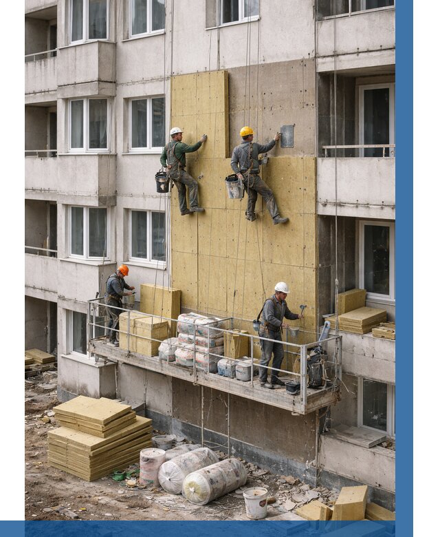 Утепление фасада минватой в Валуйках от 1597 р. | ВЫСОТНИК-Вли