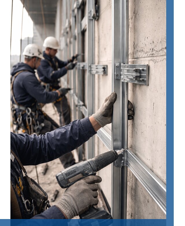 Монтаж подсистемы вентфасада в Валуйках от 905 р. | ВЫСОТНИК-Вли