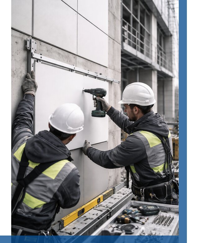 Монтаж композитных панелей фасада в Валуйках от 2661 р. | ВЫСОТНИК-Вли