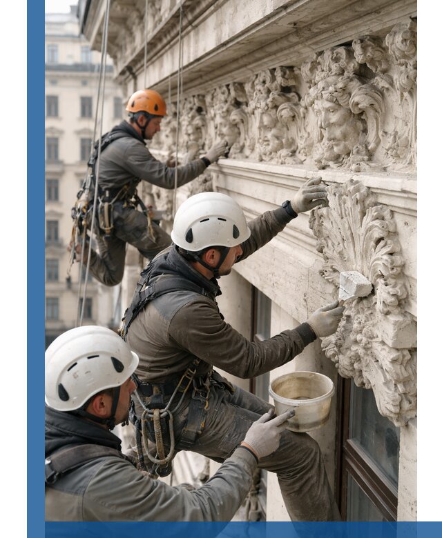 Реставрация фасадной лепнины с высотными работами в Валуйках