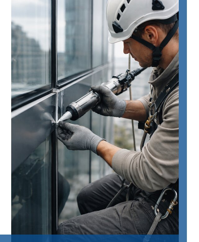 Герметизация стыков витража в Валуйках от 1277 р. | ВЫСОТНИК-Вли