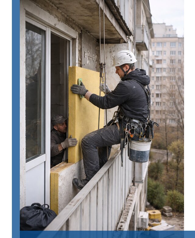 Профессиональное утепление балкона снаружи в Валуйках под ключ