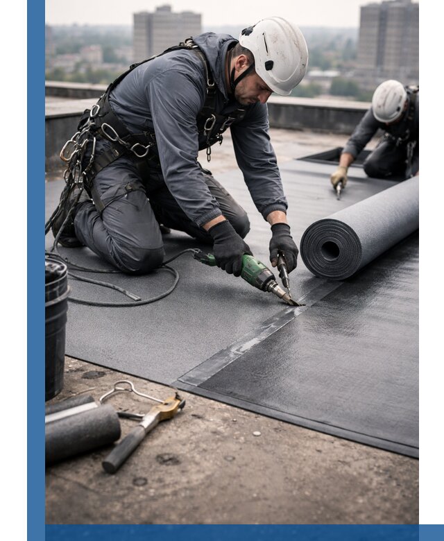 Ремонт мягкой кровли в Валуйках с выездом промальпинистов