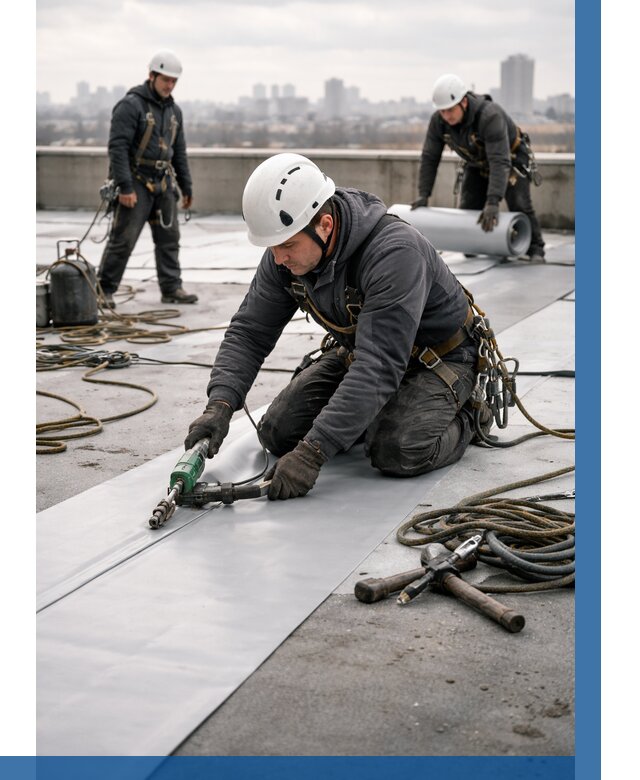 Ремонт мембранной кровли в Валуйках от 1916 р./м2 | ВЫСОТНИК-Вли