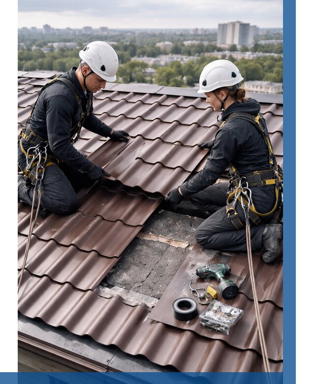 Ремонт металлочерепицы на крыше в Валуйках от 958 р. | ВЫСОТНИК-Вли