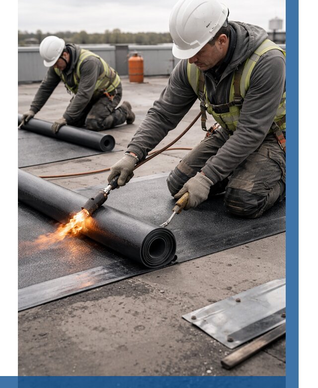 Монтаж наплавляемой кровли в Валуйках от 905 р. — ВЫСОТНИК-Вли