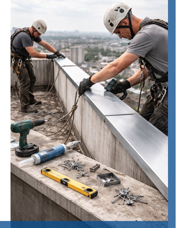 Монтаж парапетных крышек в Валуйках от 852 р. | ВЫСОТНИК-Вли