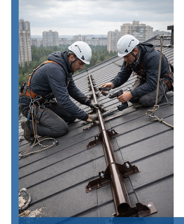 Монтаж снегозадержателей на кровле зданий в Валуйках под ключ