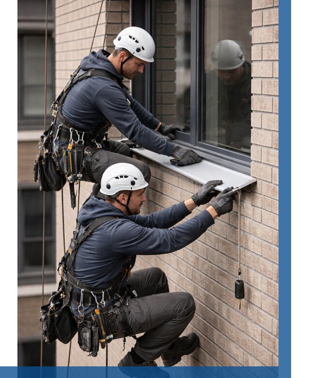 Монтаж оконных отливов под ключ в Валуйках от 3726 р. | ВЫСОТНИК-Вли