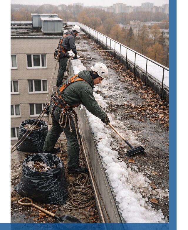 Очистка кровли по периметру в Валуйках от 585 р. | ВЫСОТНИК-Вли