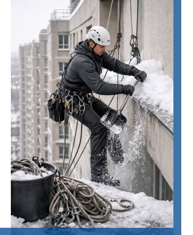 Очистка карнизов от снега в Валуйках от 319 р. | ВЫСОТНИК-Вли