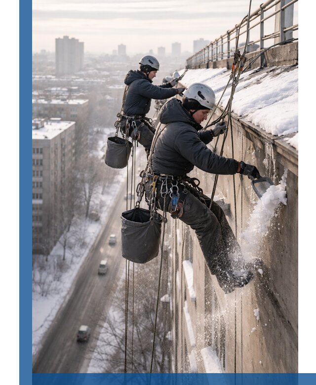 Очистка карнизов от снега в Валуйках профессионально и безопасно