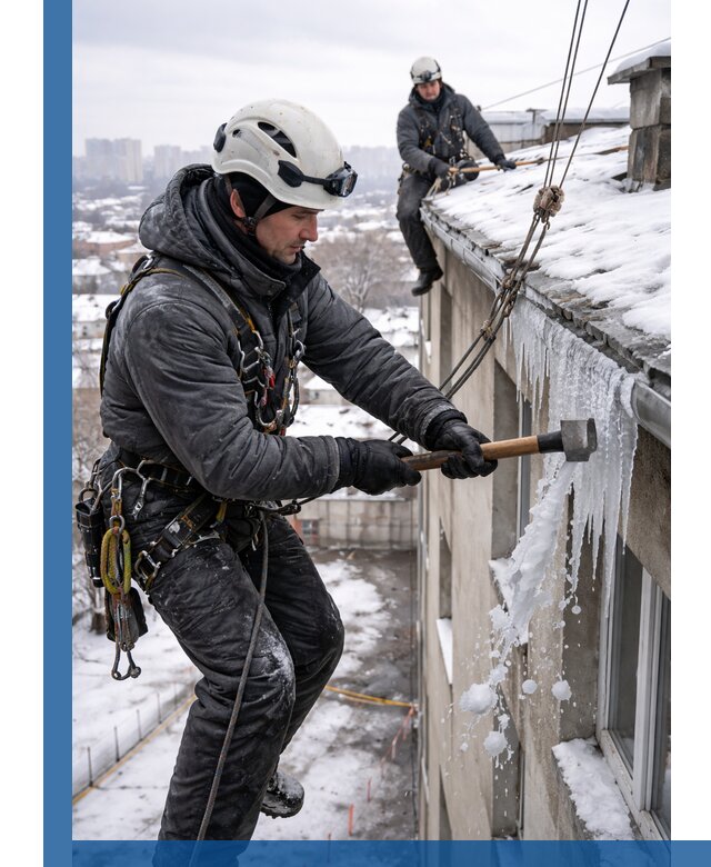 Сбивание и удаление сосулек с крыши в Валуйках безопасно