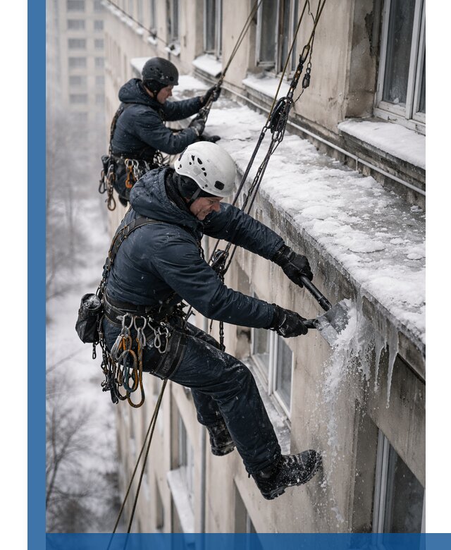 Удаление наледи и сосулек с карнизов в Валуйках профессионально