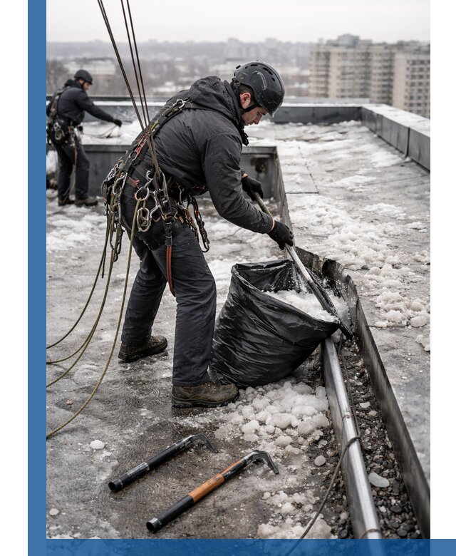 Аварийная очистка кровли в Валуйках от промальпинистов