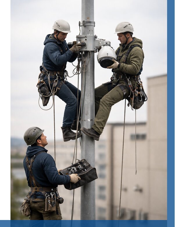 Установка видеокамер на мачте в Валуйках от 9048 р. | ВЫСОТНИК-Вли