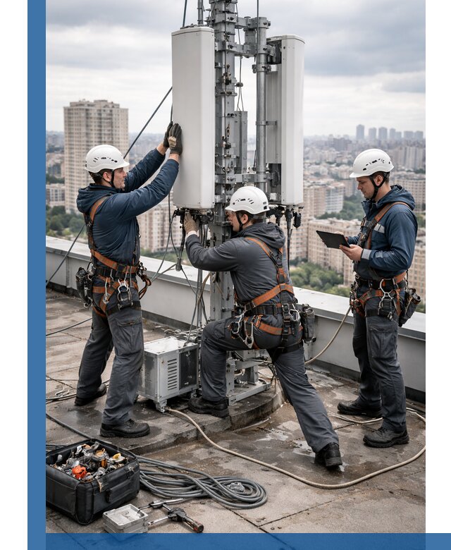 Монтаж антенн связи на крыше в Валуйках с вводом в эксплуатацию