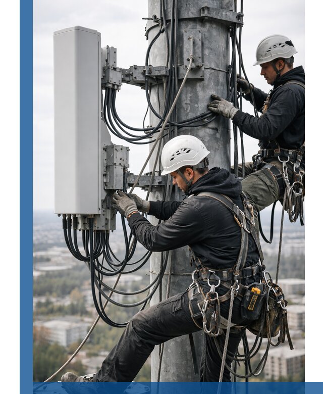 Монтаж оборудования связи на мачте в Валуйках с пусконаладкой