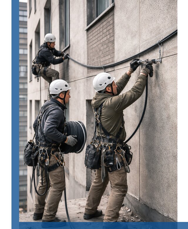 Прокладка кабеля по фасаду в Валуйках, профессиональный монтаж