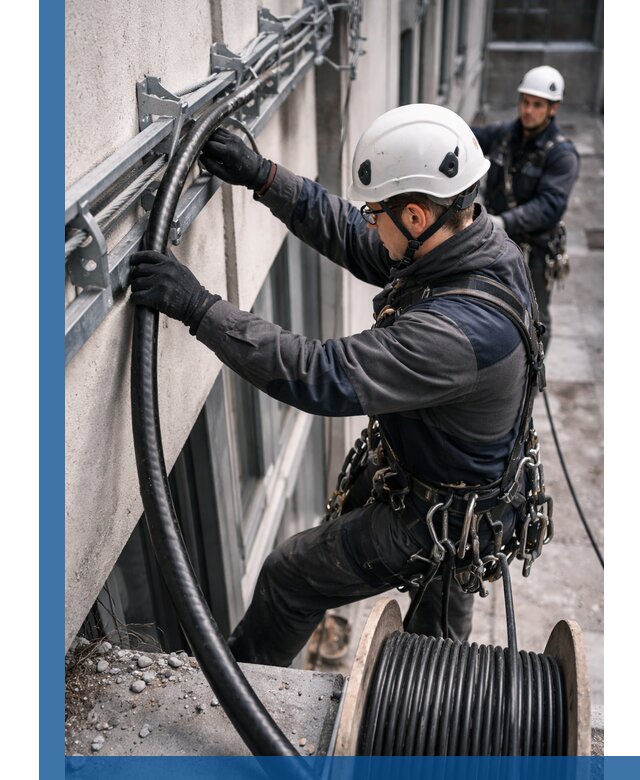 Протяжка кабеля питания на высоте в Валуйках с гарантией безопасности и качества