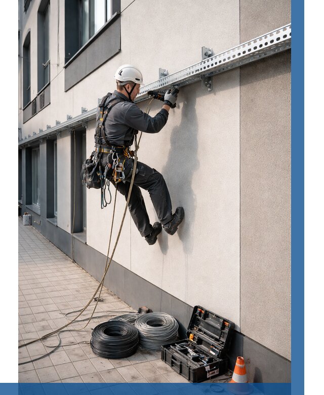 Монтаж кабельных лотков на фасаде в Валуйках от 1277 р. | ВЫСОТНИК-Вли