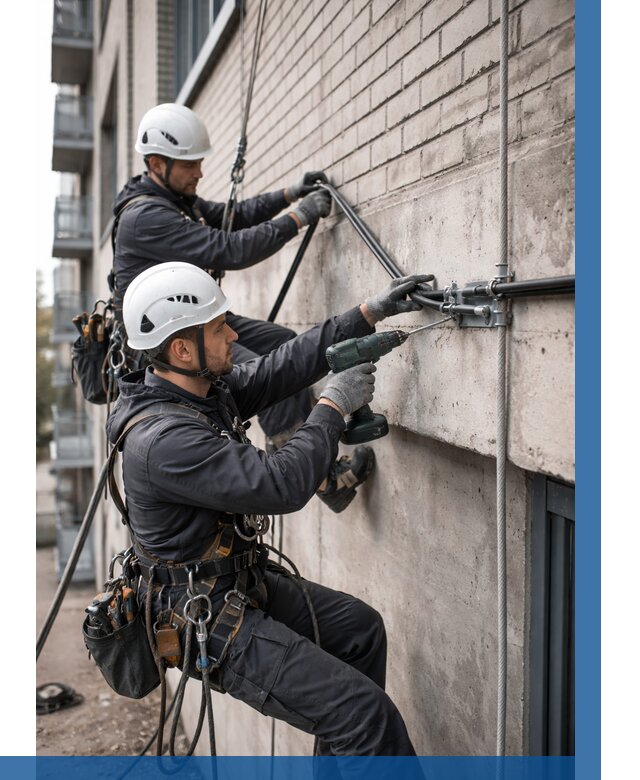 Крепление кабеля на фасаде в Валуйках от 373 р. | ВЫСОТНИК-Вли