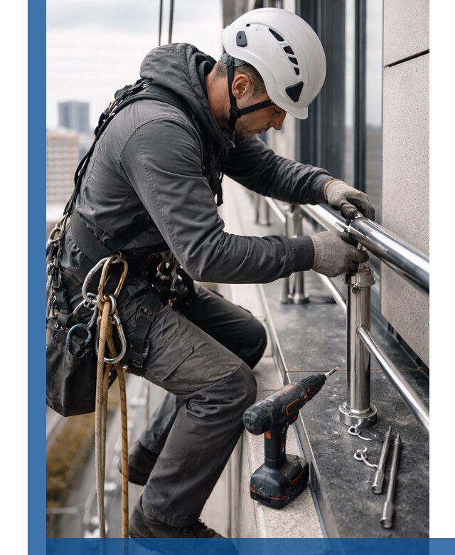 Монтаж ограждений на высоте в Валуйках для зданий и конструкций