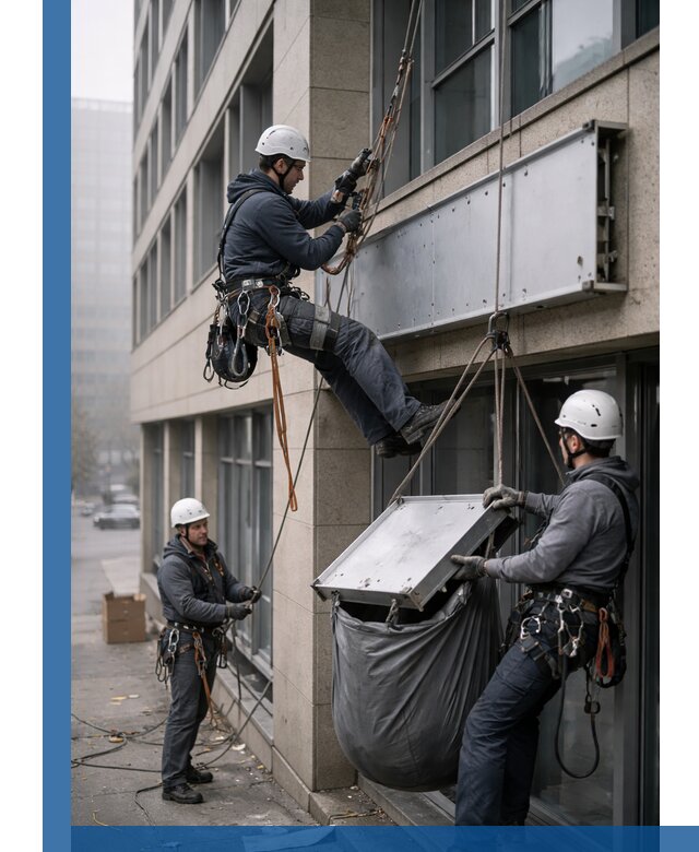 Демонтаж рекламной вывески с высотными работами в Валуйках