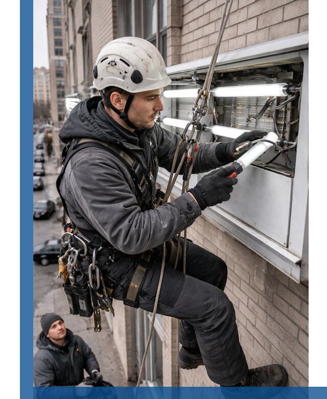 Профессиональная замена ламп в наружной вывеске в Валуйках