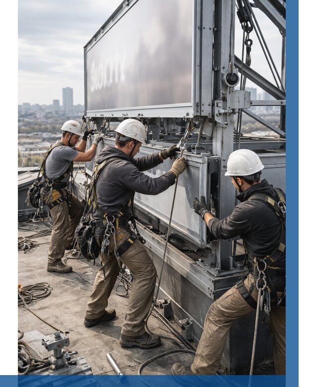 Монтаж крышной рекламной конструкции в Валуйках от 63870 р.|ВЫСОТНИК-Вли