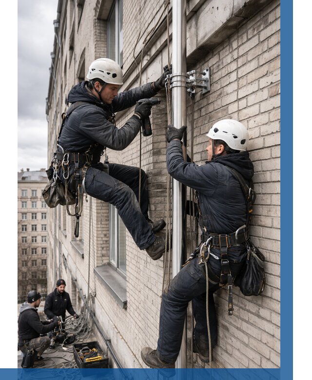 Монтаж флагштока на здании в Валуйках от 6919 р. | ВЫСОТНИК-Вли