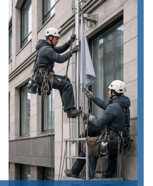 Установка флагов на фасаде в Валуйках от 4790 р. | ВЫСОТНИК-Вли