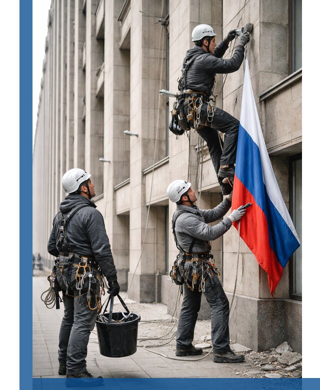 Профессиональная установка флагов на фасаде в Валуйках