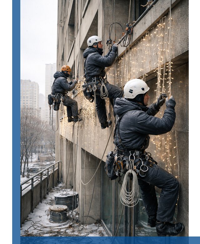 Монтаж новогодней иллюминации и украшение фасадов в Валуйках