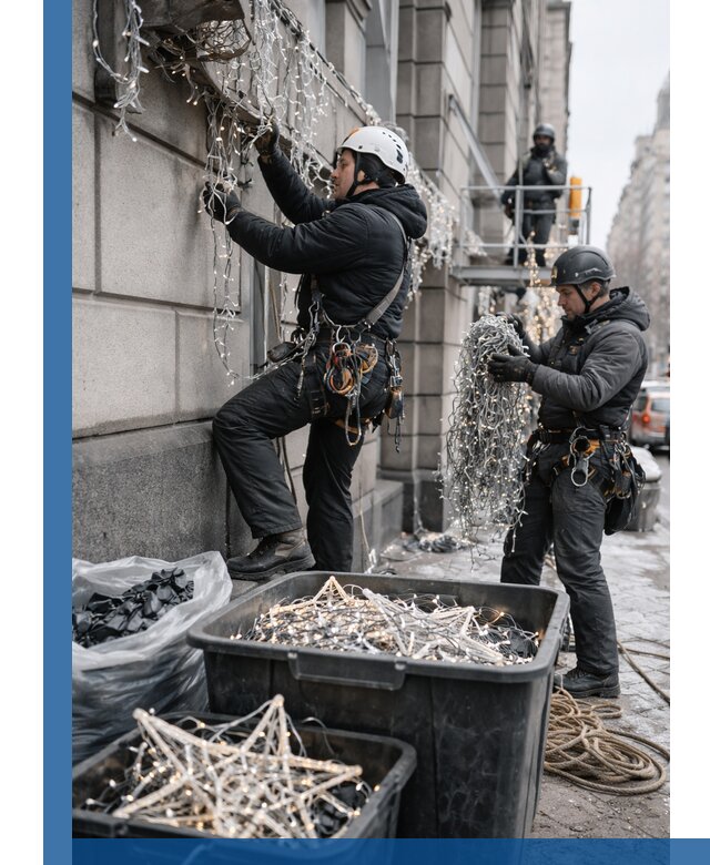 Демонтаж новогоднего оформления и гирлянд в Валуйках