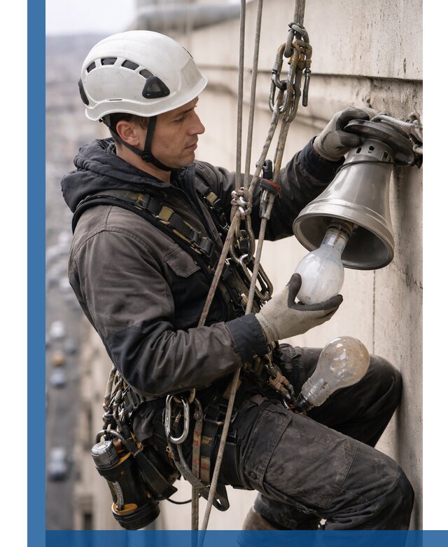 Замена ламп на высоте в Валуйках профессионально и быстро