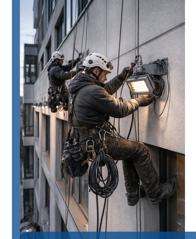 Монтаж фасадного освещения в Валуйках установка и подключение