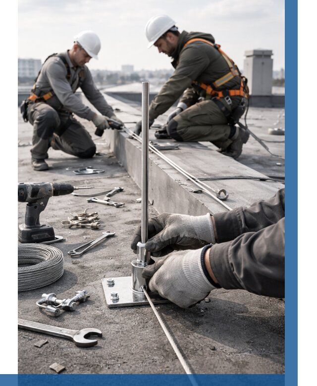 Монтаж молниезащиты на кровле в Валуйках цена от 26613 р. | ВЫСОТНИК-Вли