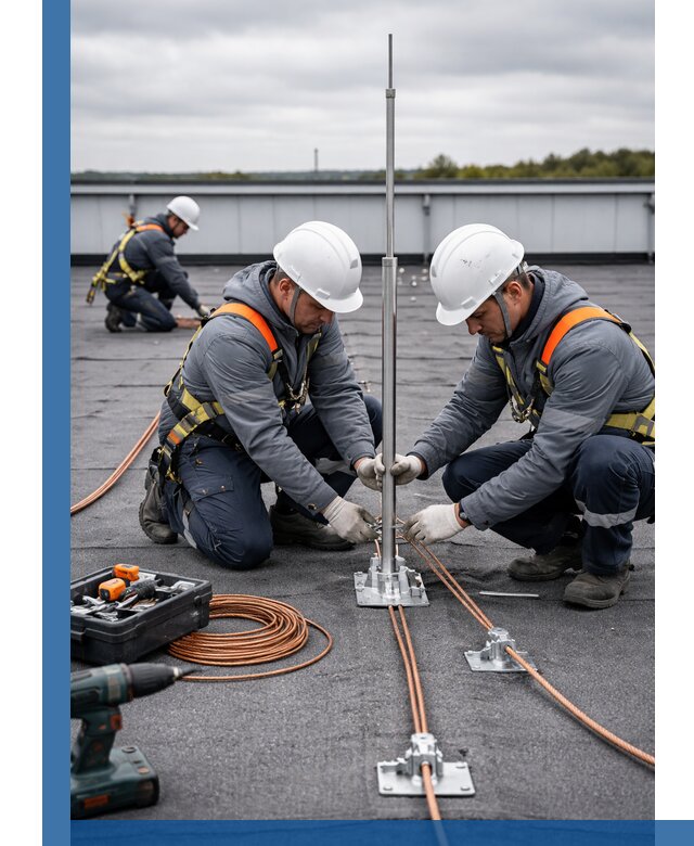 Монтаж молниезащиты на кровле в Валуйках под ключ с гарантией