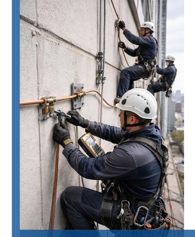 Монтаж системы заземления здания и молниезащиты в Валуйках