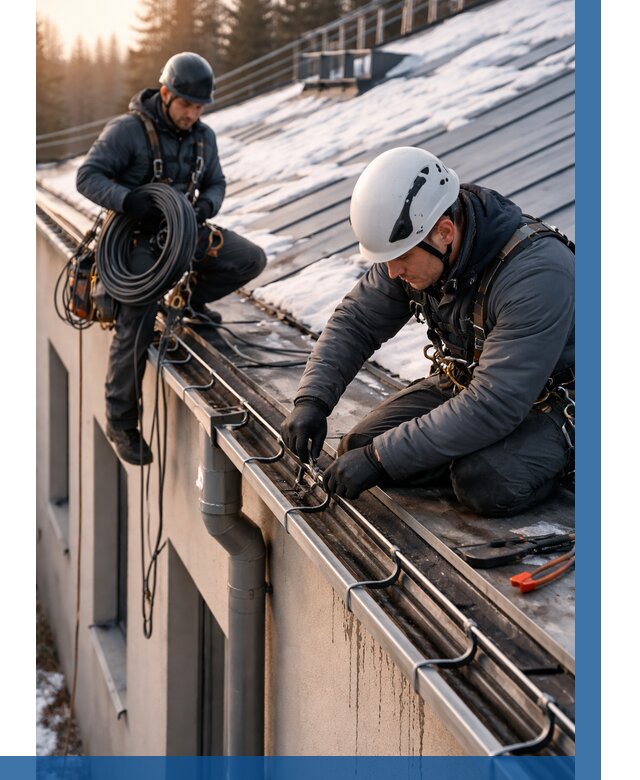 Монтаж греющего кабеля на кровле в Валуйках от 479 р. | ВЫСОТНИК-Вли