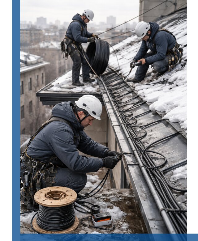 Монтаж греющего кабеля на кровле в Валуйках под ключ